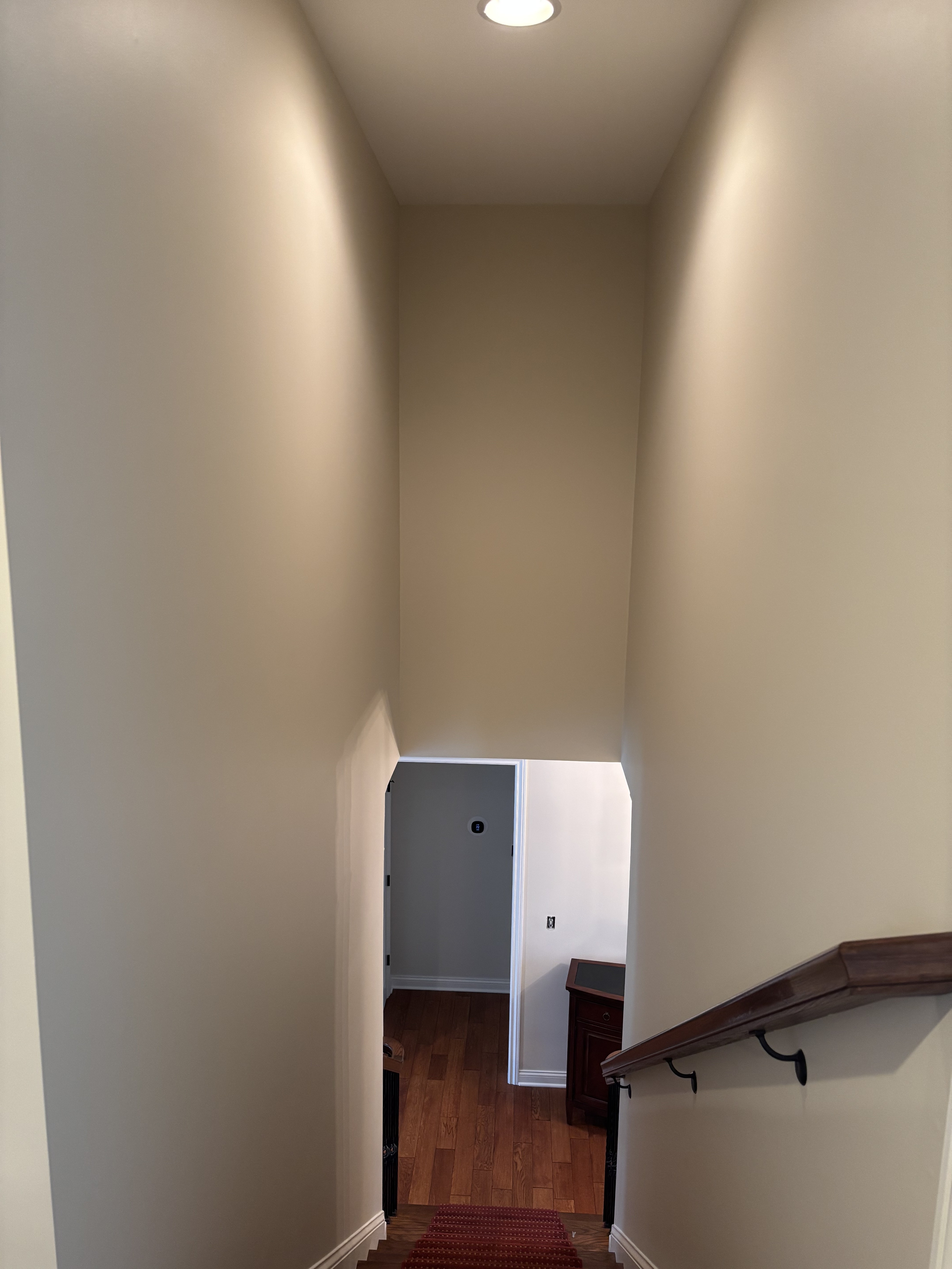 Stairwell protected and prepped for painting